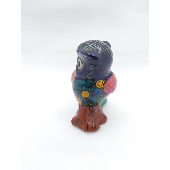 Vtg. Unmarked Mexican Folk Art Talavera Pottery Painted Owl Figurine Alm.3.5" - Picture 5 of 14
